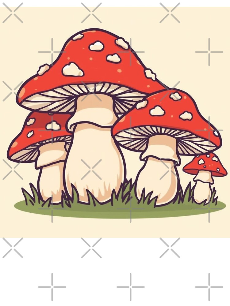 Cute Red Mushroom Illustration – Whimsical Fly Agaric Toadstools Art by DreamPixelPrint
