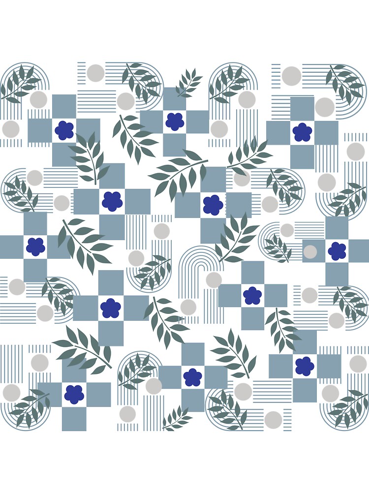 Botanical Checkerboard Arch Pattern – Modern Nature & Geometric Design by Verve Studio