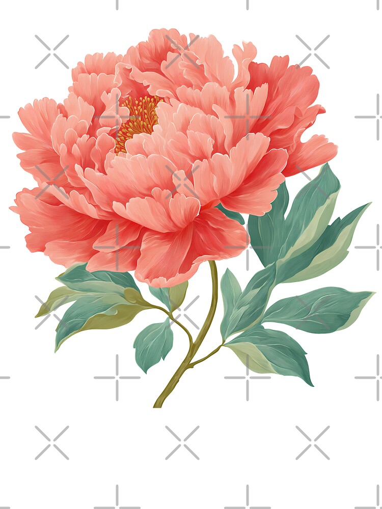 Peony Flower Illustration – Elegant Botanical Floral Art by BobaBunny76