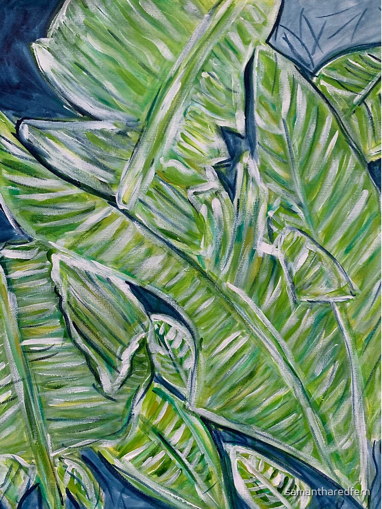 Tropical Banana Leaves Abstract Artwork by samantharedfern