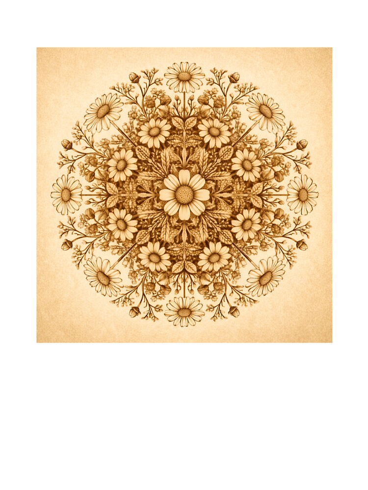 Matricaria chamomilla – Botanical Geometry Mandala (Sepia Edition) by Colorshow-relax