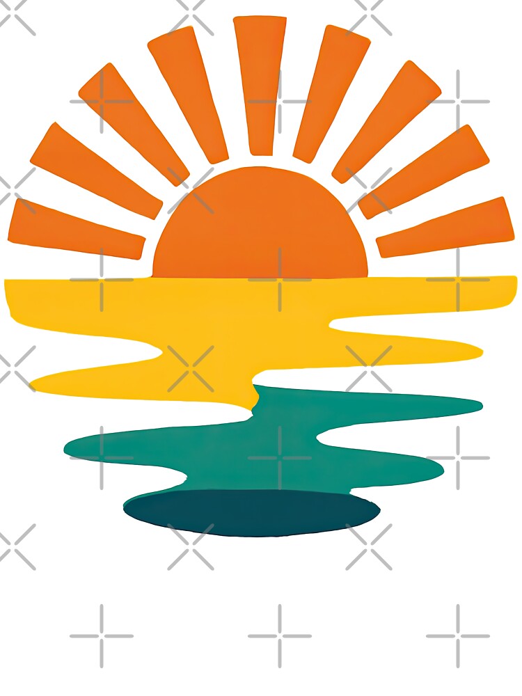 Retro Sunset Beach Minimalist Design by ArtfulWeave
