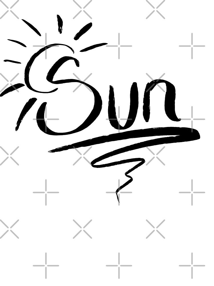 Bold Sun Graphic - Black Brush Lettering on White by TheArtOfTreble