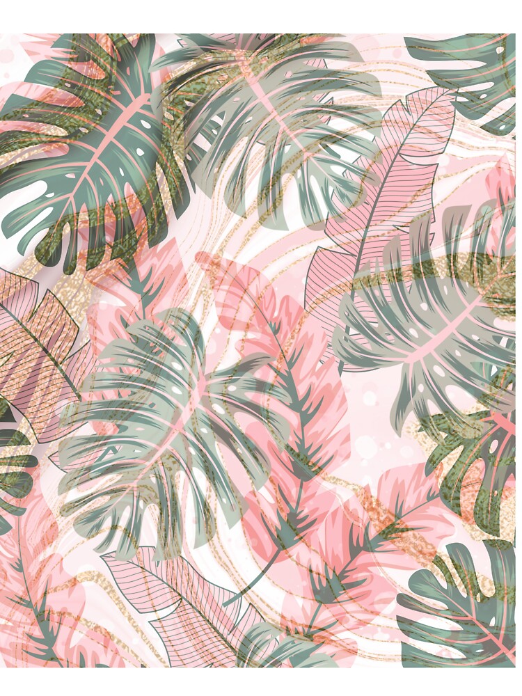 gold  and pink marble exotic floral pattern by Beeroclock
