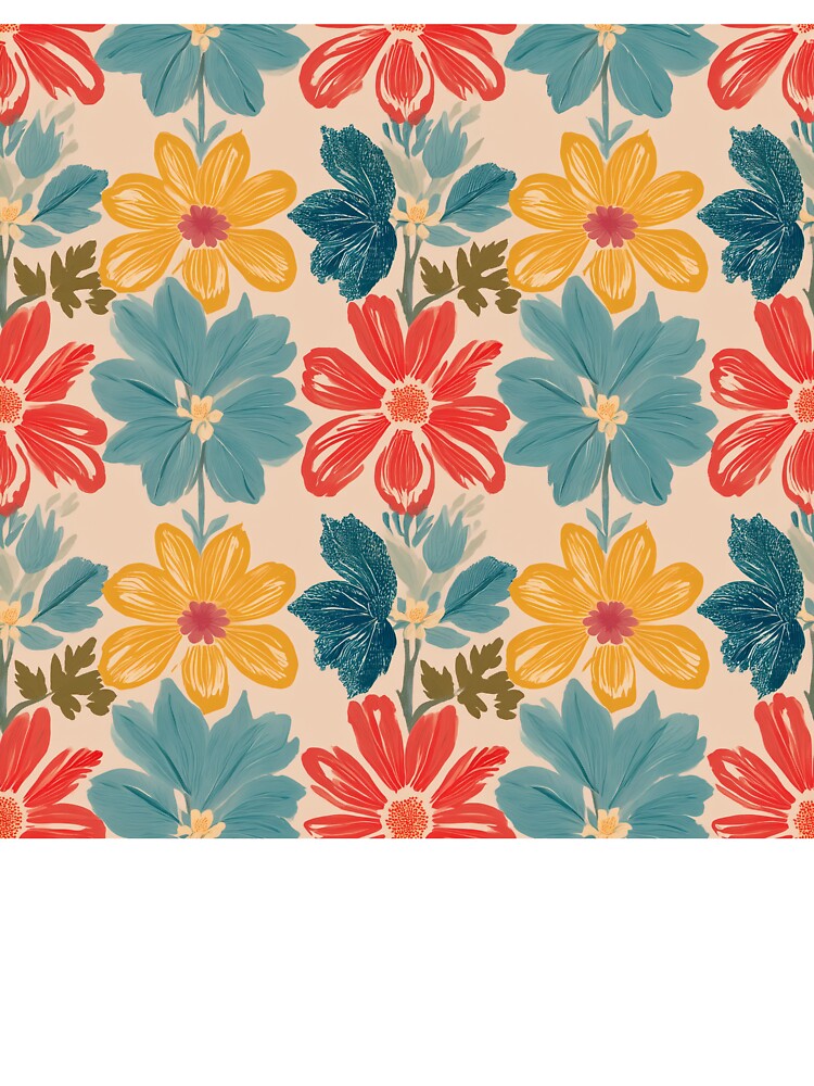 Playful Retro Colorful Floral Pattern – Crayon Style by soft-pop-studio