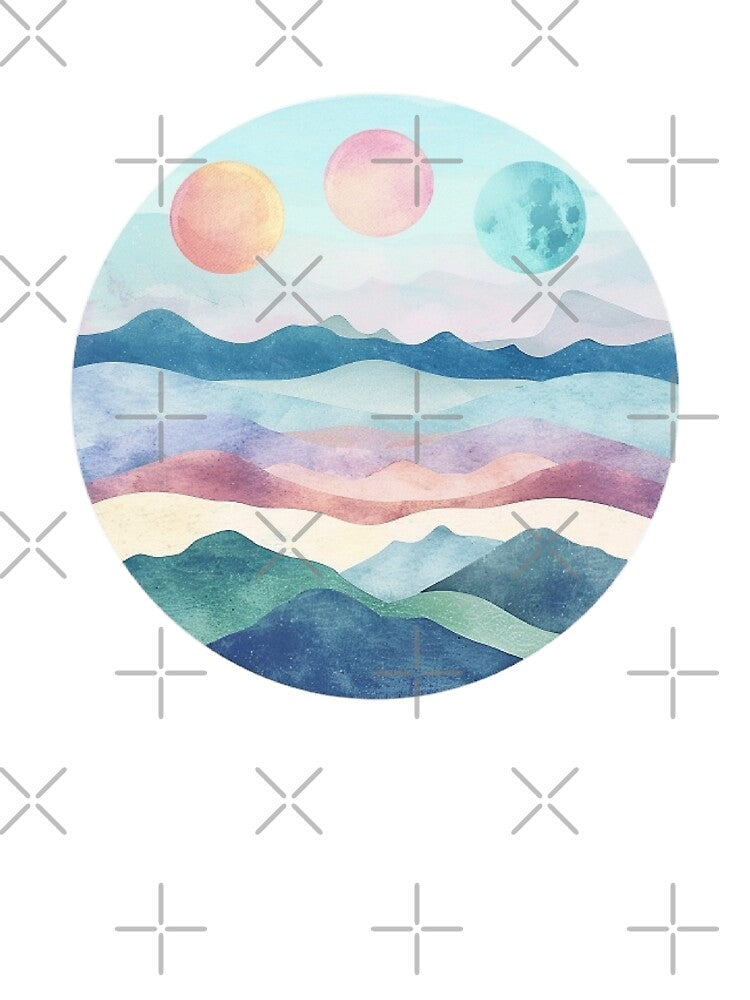 Soft Pastel Moon Phases | Celestial Circle Design | Evening Sky Aesthetic by Dream Circuit