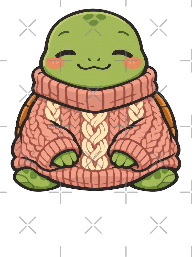 Cozy Sea Turtle in Oversized Knit Sweater Cute Comfort Aesthetic by zoughlal