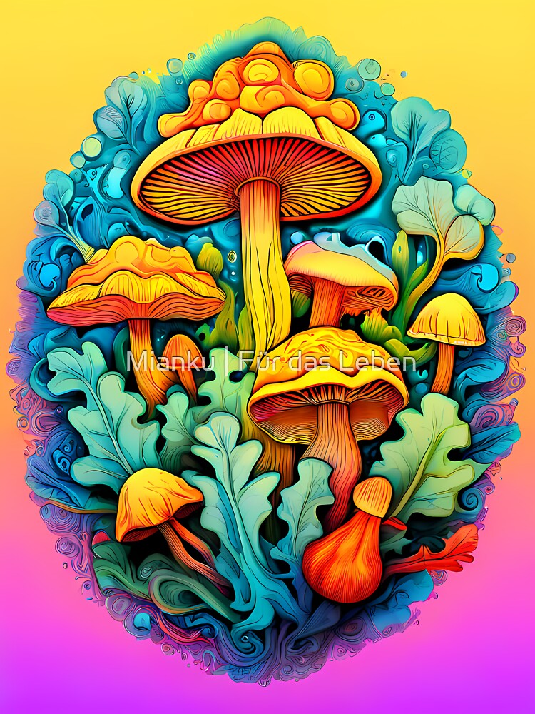 A playful mushroom forest in vibrant colors by Mianku | Für das Leben
