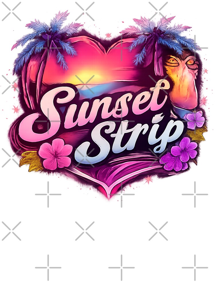 Sunset Strip Heart Logo – Retro Sunset Tropical Palm Art | Pink Purple Vintage Aesthetic Design by Versengold