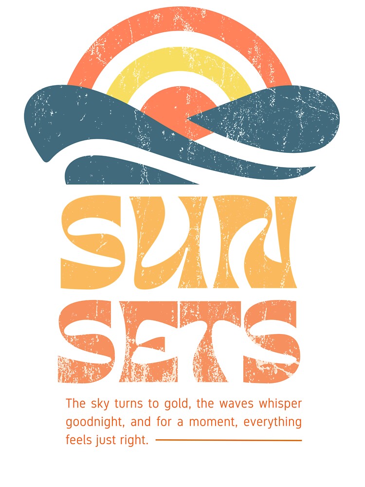 Retro Sunsets Vintage Beach Waves Aesthetic Graphic by Gawii
