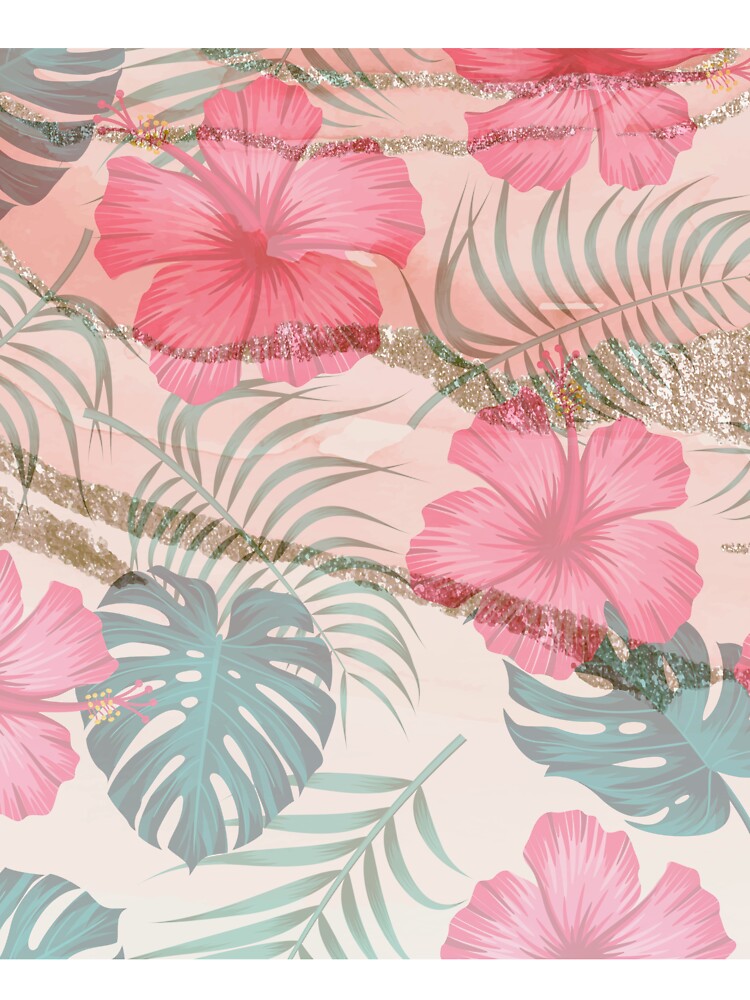 pretty pink tropical flower leaf pattern by Beeroclock