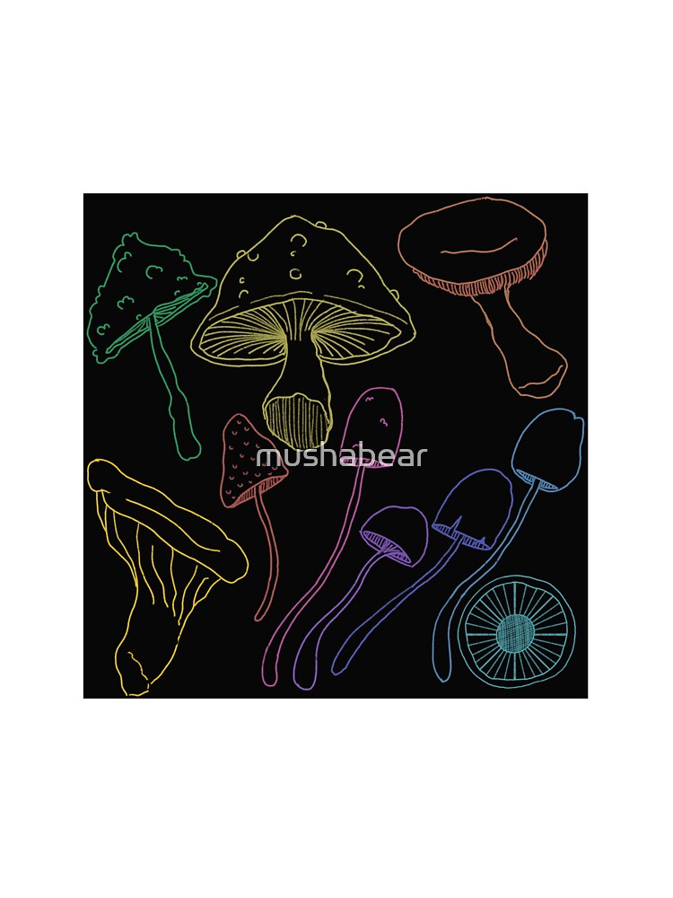 dark neon mushrooms by mushabear
