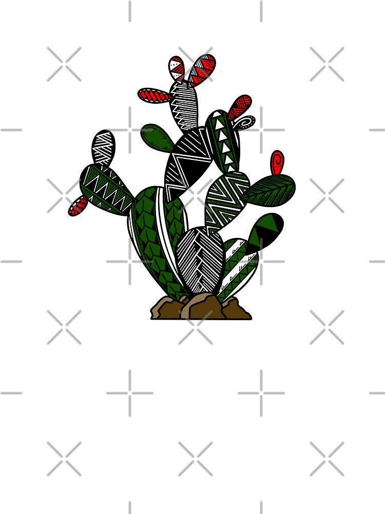 Green Tribal Prickly Pear Cactus by Steeb757