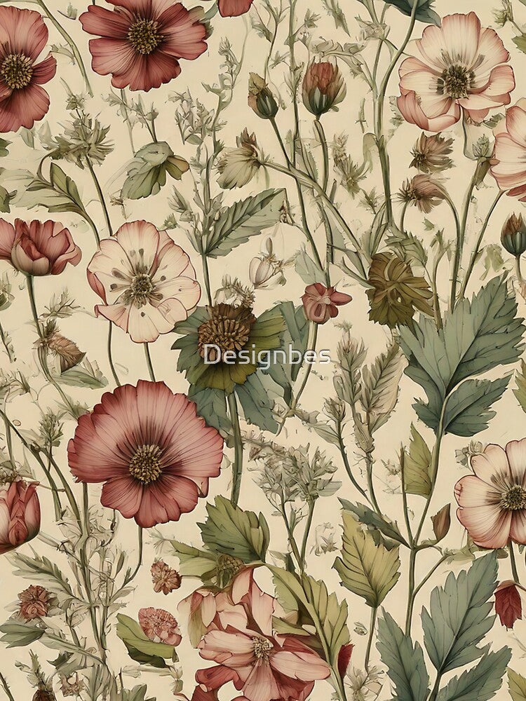 botanical illustration of wildflowers by Designbes