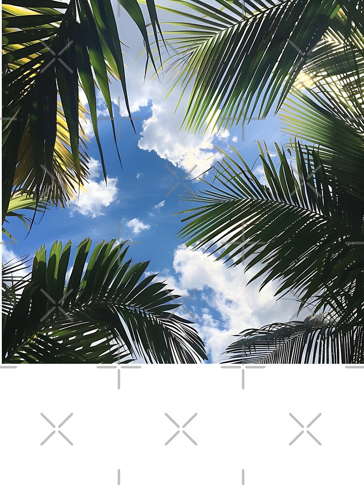 tropical view of blue sky and palm trees by dcrc