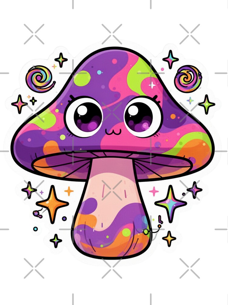 Trippy Mushroom Sticker — Psychedelic Eyes Funky Groovy Shroom by magiquecreations