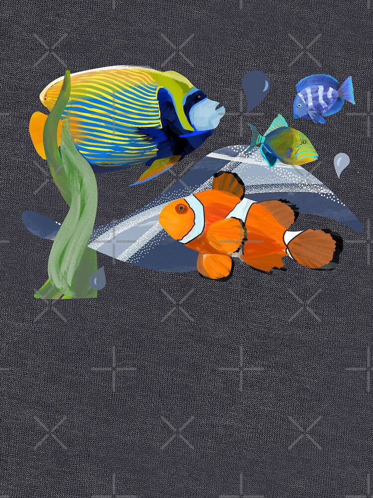 Colorful tropical fish aquarium watercolor illustration - Caroline Laursen Original by Caroline Laursen