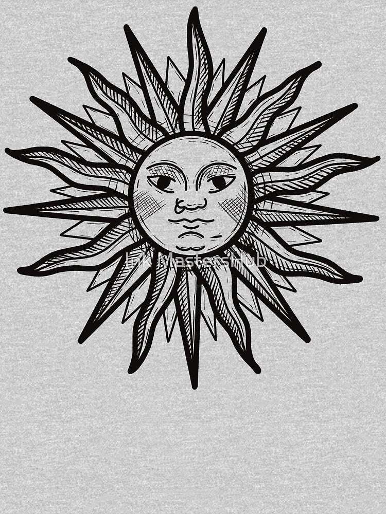Sun in medieval engraving - BLACK by InkMastersHub.com