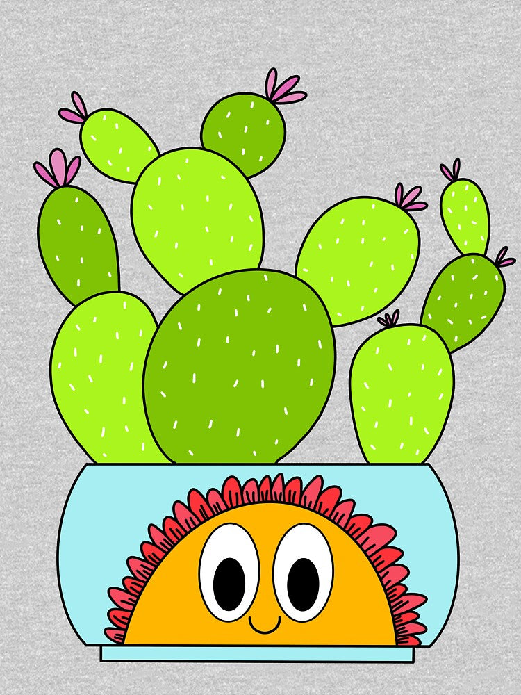 Cute Cactus Design #113: Beavertail Cacti In A Happy Flower Pot by DreamCactus