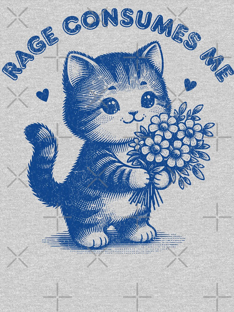 Retro Vintage Rage Consumes Me Demotivational Cute Kitty Cat by zptees