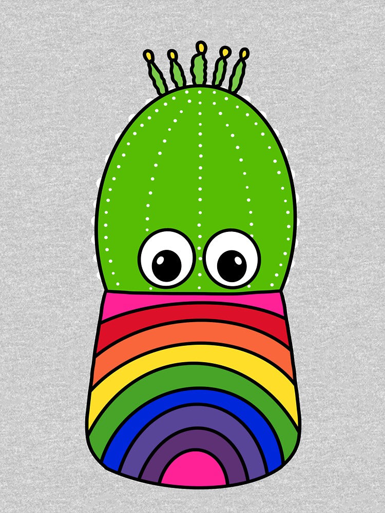 Cute Cactus Design #336: Cute Cactus In Rainbow Colored Pot by DreamCactus