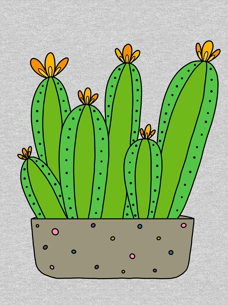 Cute Cactus Design #119: Cacti Group With Yellow-Orange Blooms by DreamCactus