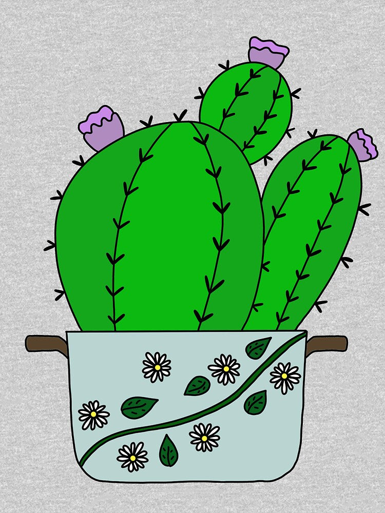 Cute Cactus Design #136: Echinocereus Cacti With Blooms In A Daisies Pot by DreamCactus