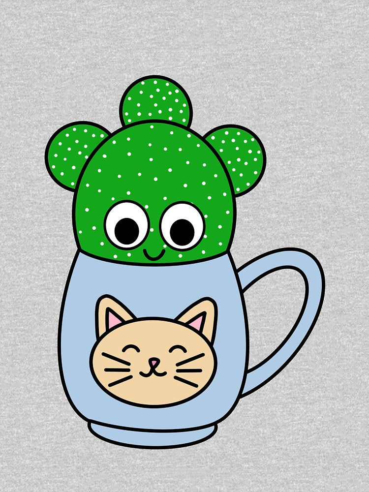 Cute Cactus Design #246: Small Angel Wing Cactus In Cat Mug by DreamCactus