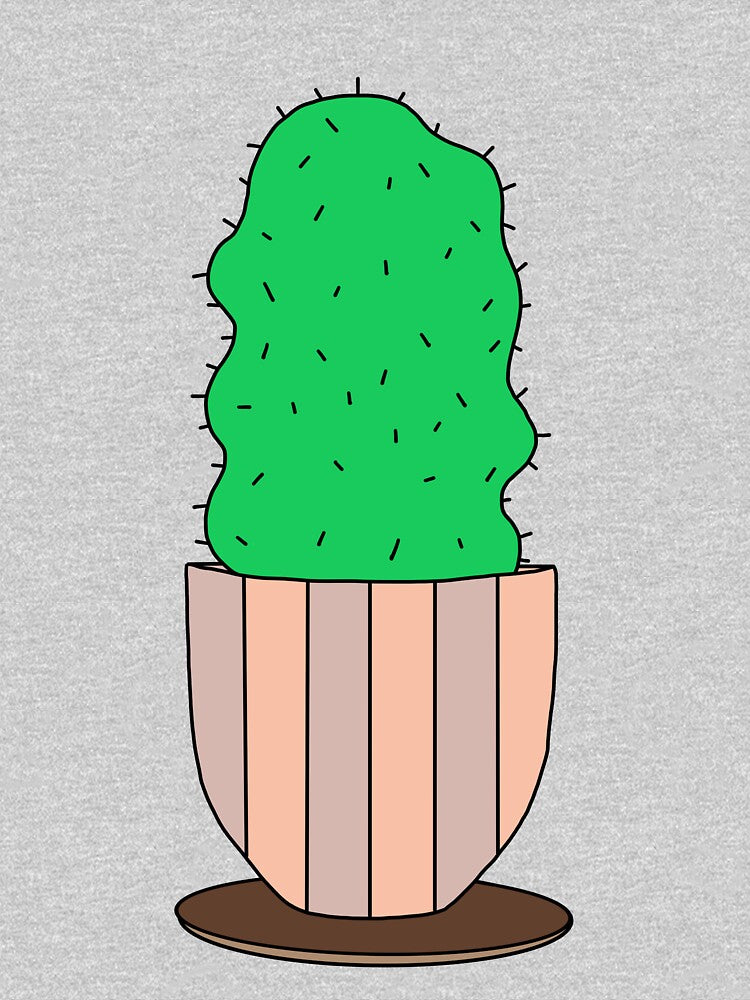 Cute Cactus Design #123: Curvy Cactus In A Natural Colored Pot by DreamCactus