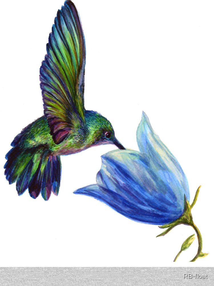 Tiny Iridescent Hummingbird Watercolor by RB-float