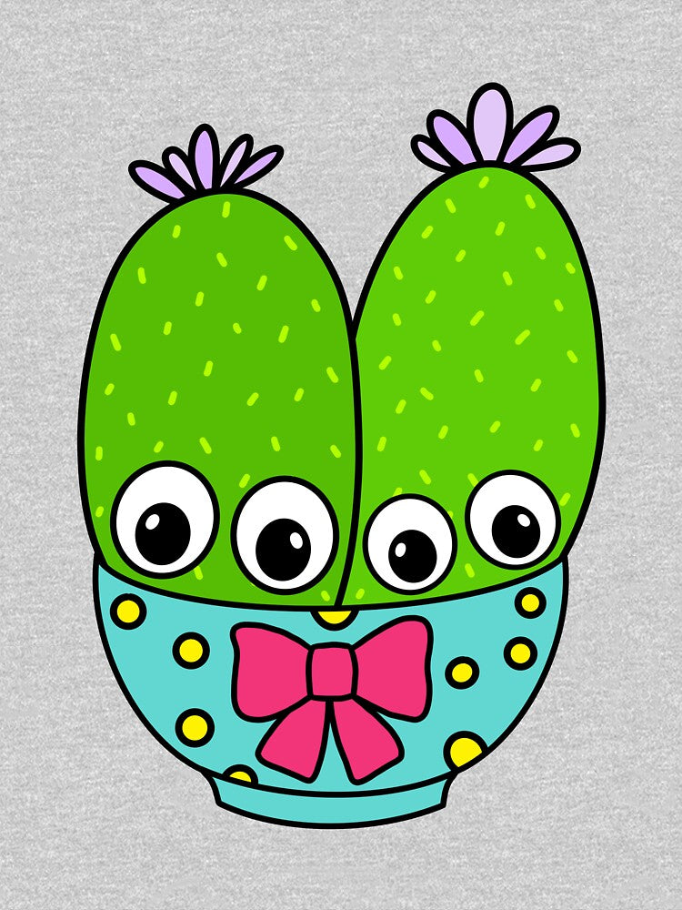 Cute Cactus Design #313: Cacti Couple In Cute Bowl by DreamCactus