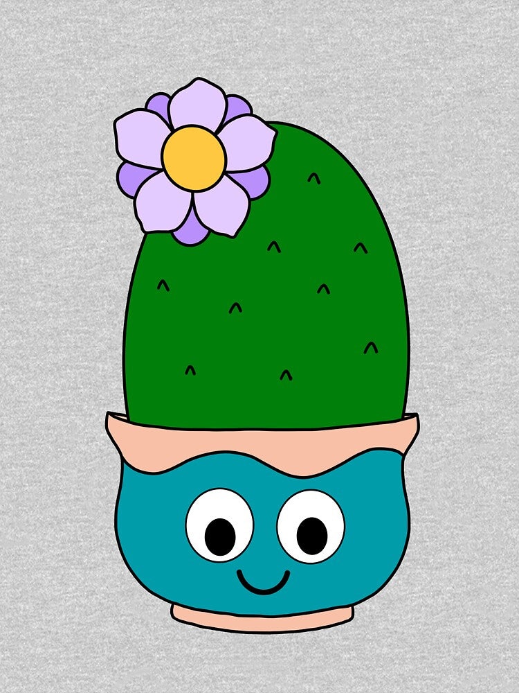 Cute Cactus Design #172: Big Cactus With Cute Flower In Kawaii Pot by DreamCactus