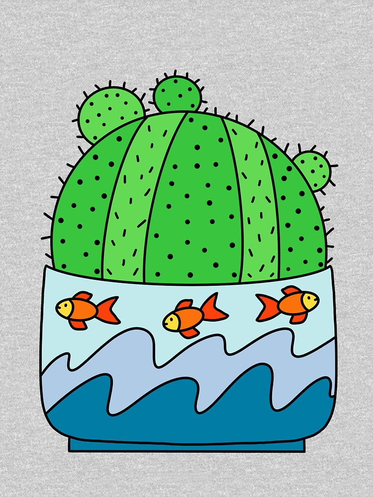 Cute Cactus Design #163: Ball Cactus In Goldfish Themed Pot by DreamCactus