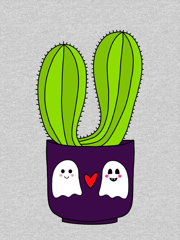 Cute Cactus Design #158: Cacti Couple In Halloween Ghosts Pot by DreamCactus