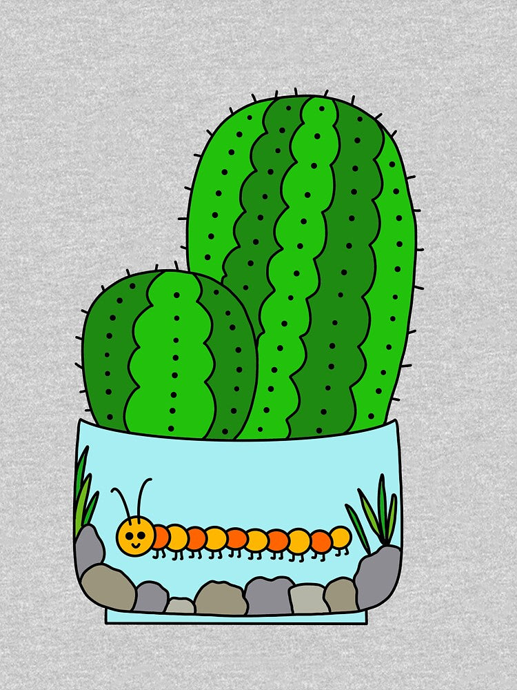 Cute Cactus Design #147: Prickly Pear Cacti In Cute Caterpillar Pot by DreamCactus