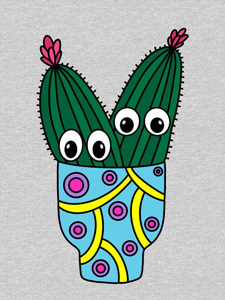 Cute Cactus Design #289: Potted Cacti In Funky Pot by DreamCactus
