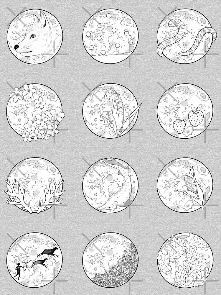Line Drawing Full Moon Sticker Sheet (works best in Medium + above) by sarahmutter
