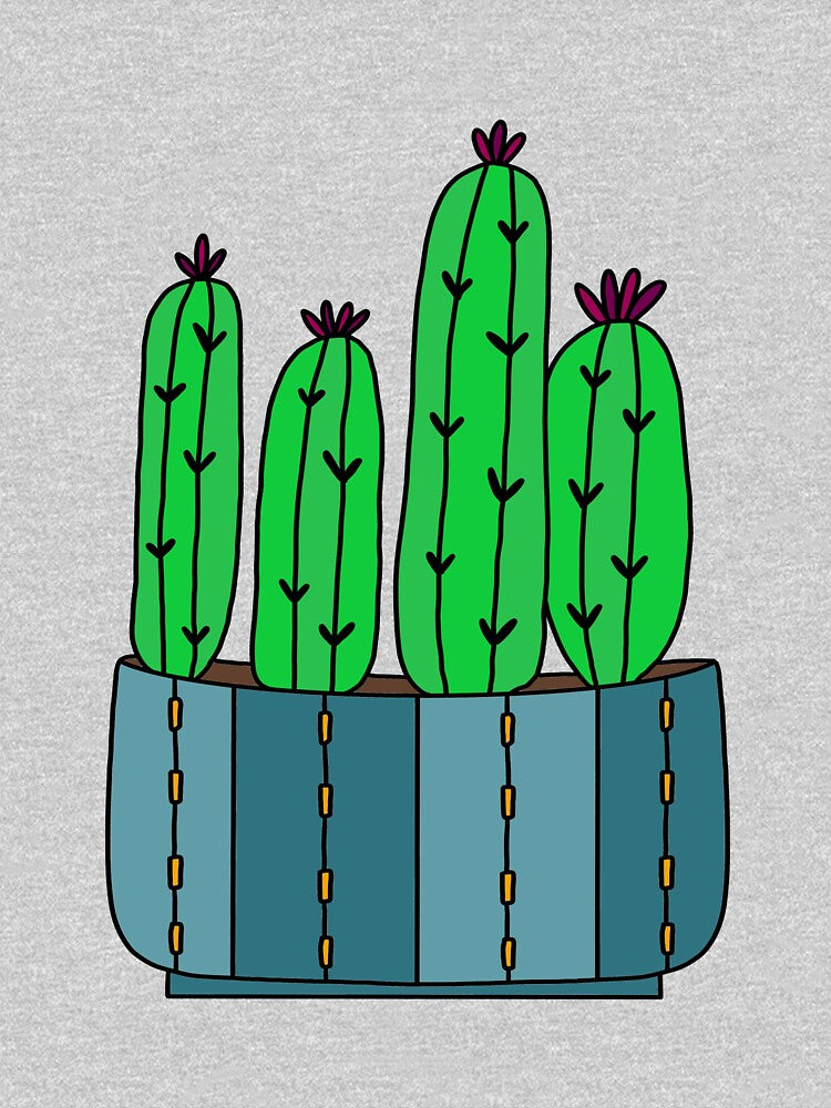 Cute Cactus Design #118: Cacti Group With Magenta Flowers by DreamCactus