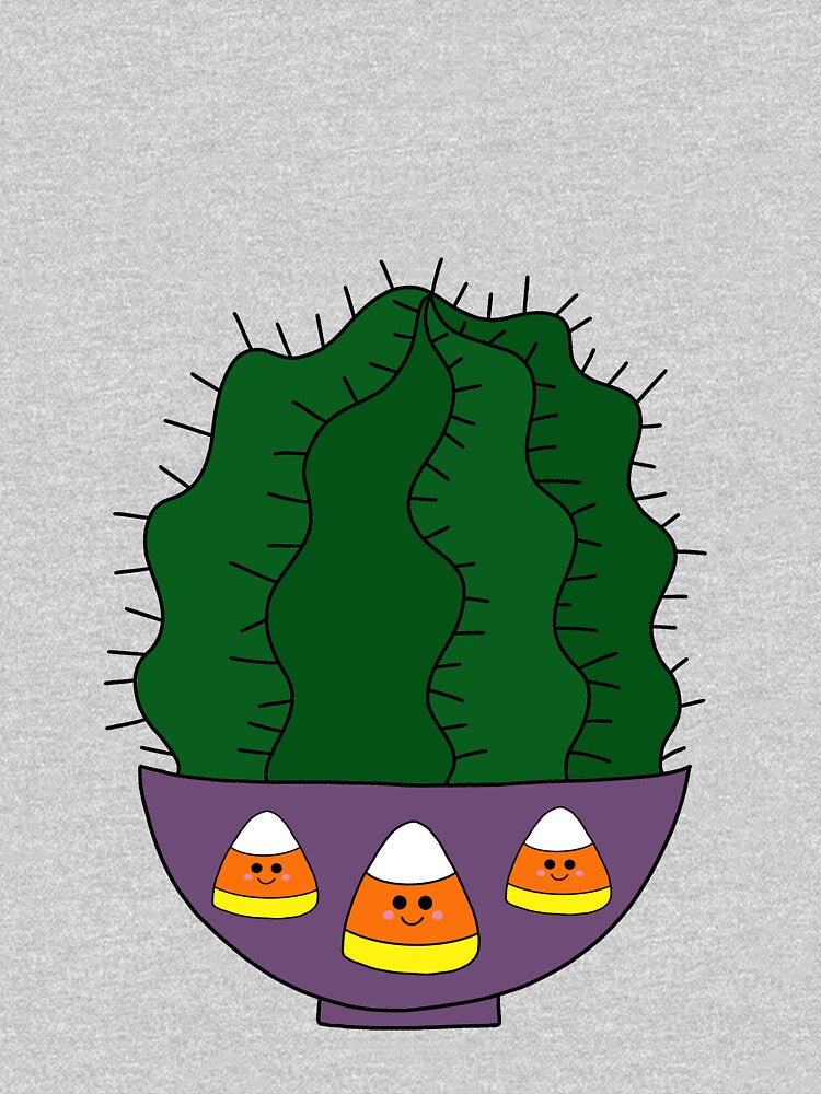Cute Cactus Design #111: Barrel Cactus In Halloween Candy Corn Bowl Pot by DreamCactus