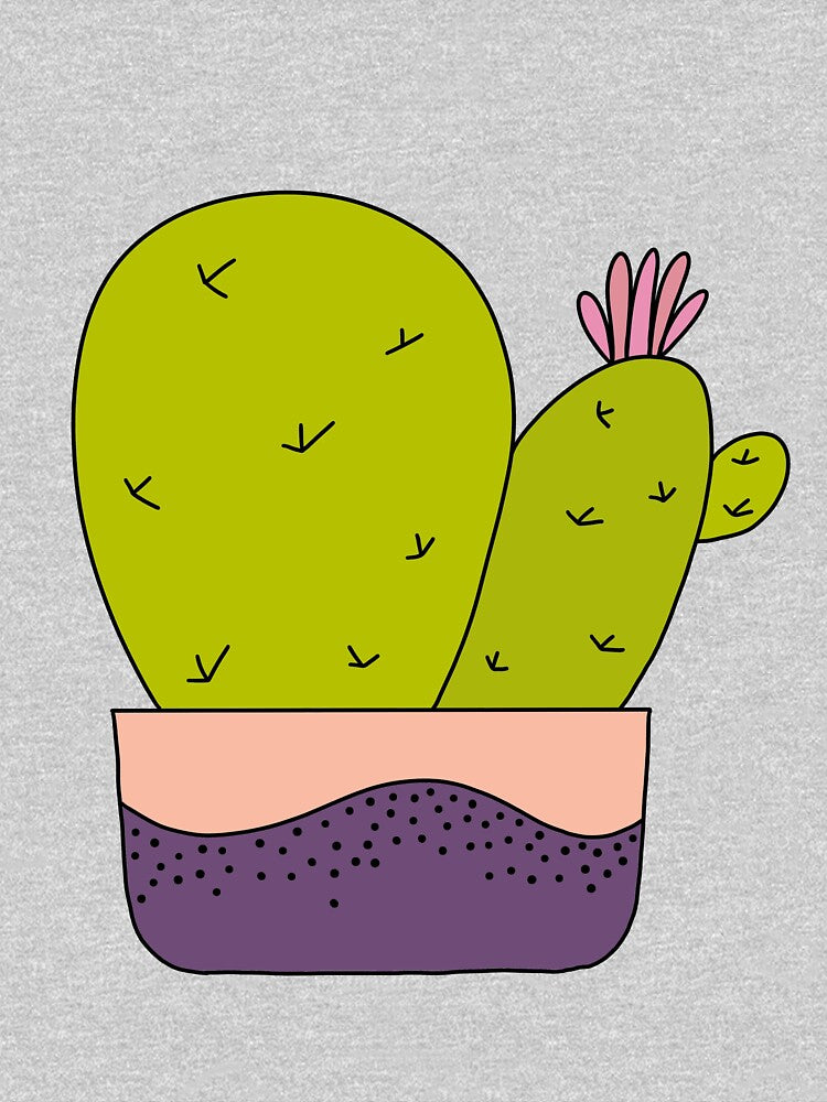 Cute Cactus Design #117: Cacti Bunch With Pink Flower by DreamCactus