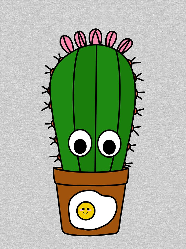 Cute Cactus Design #250: Tall Cactus In Sunny Side Up Egg Pot by DreamCactus