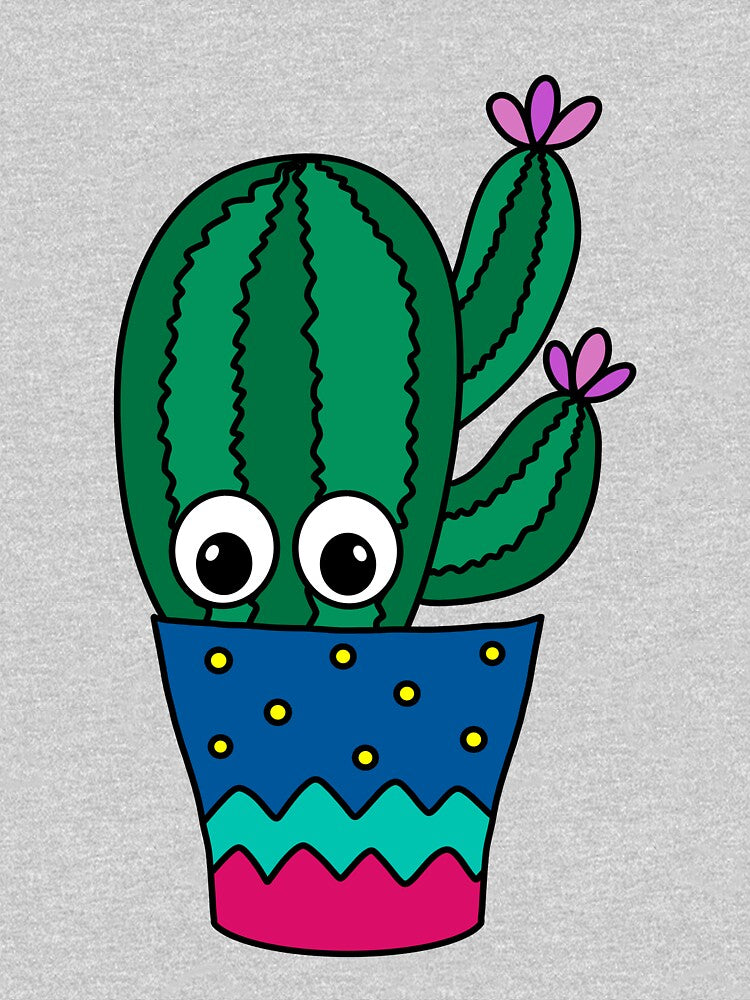 Cute Cactus Design #326: Cactus With Pretty Flowers In Cute Pot by DreamCactus