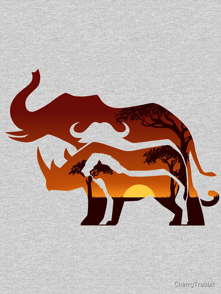 Africa's Big Five Animals Silhouettes by CherryTrabbit