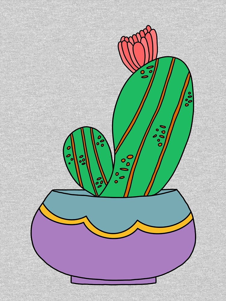 Cute Cactus Design #155: Cactus With Bloom In Pretty Pot by DreamCactus