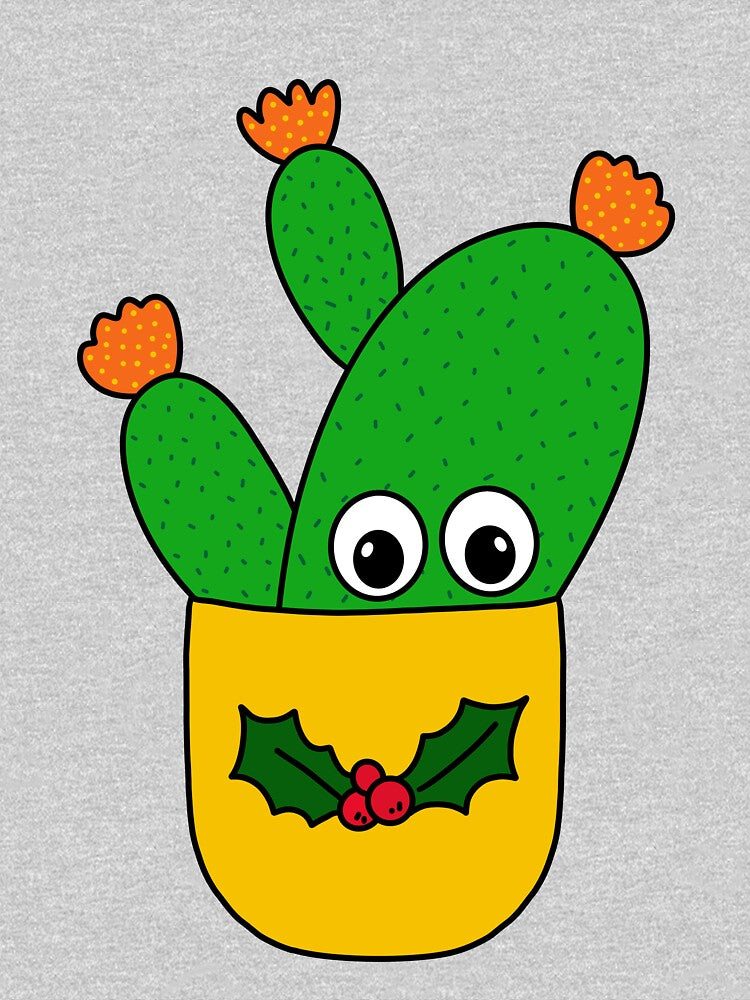 Cute Cactus Design #346: Opuntia Microdasys Cactus In Christmas Holly Pot by DreamCactus