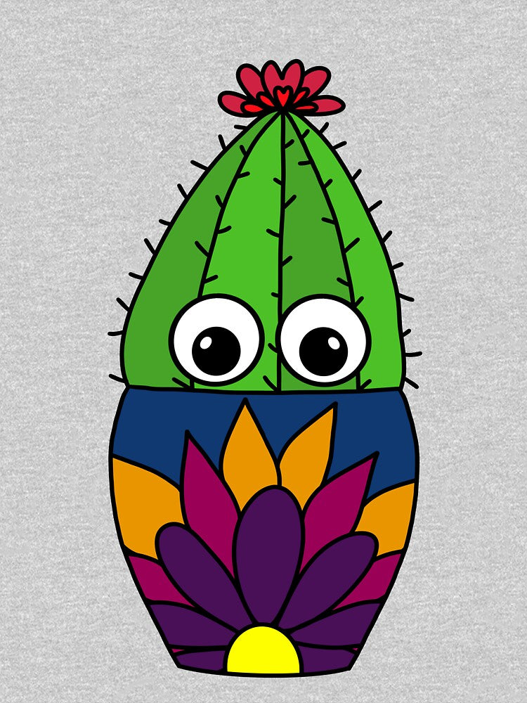 Cute Cactus Design #320: Cactus In Pretty Floral Pot by DreamCactus
