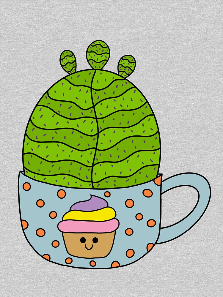 Cute Cactus Design #150: Small Barrel Cactus In Cute Cupcake Mug by DreamCactus
