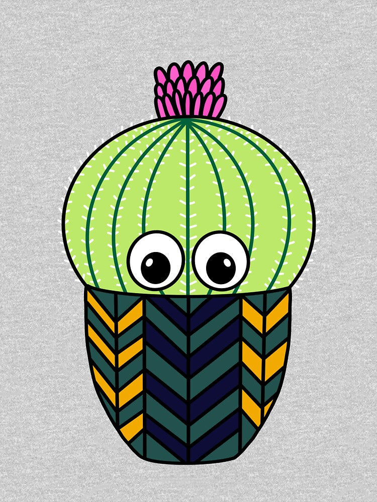 Cute Cactus Design #278: Cute Barrel Cactus In Patterned Pot by DreamCactus
