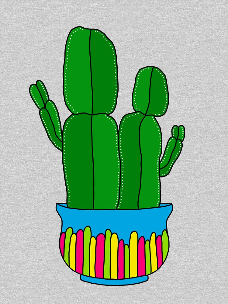 Cute Cactus Design #160: Funky-Shaped Cacti In Bright Pot by DreamCactus