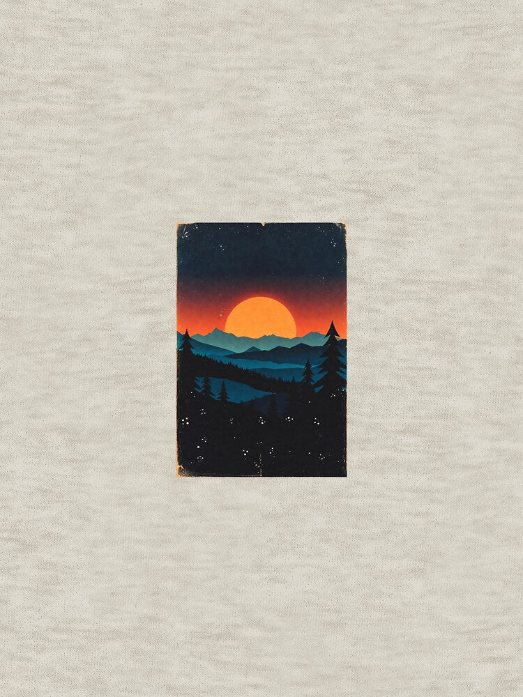 Retro Sunset Mountain Adventure by Prism-Bubble